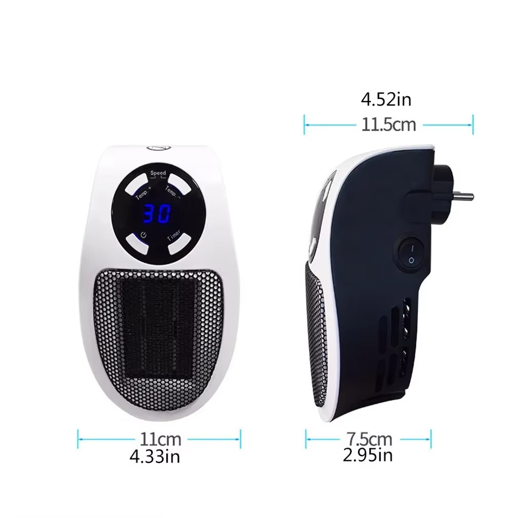 Riscaldatore portatile da 500W riscaldatore elettrico Plug in Wall Room Heater elettrodomestico riscaldamento stufa Mini radiatore macchina più calda a distanza