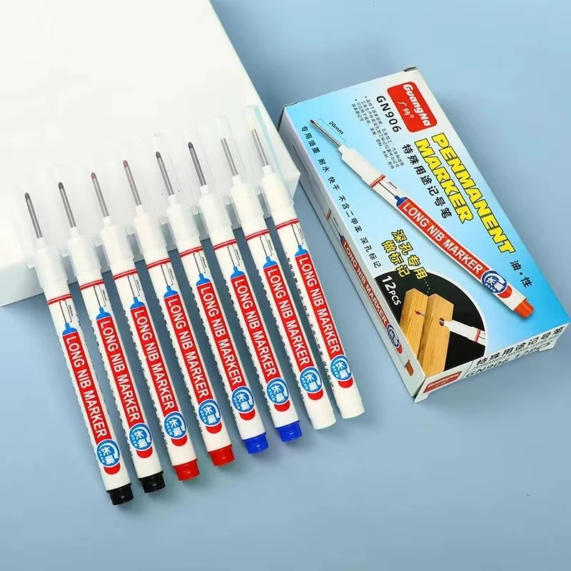 4 unids/set 20mm agujero profundo puntas largas marcadores de cabeza para bolígrafo perforador de Metal impermeable decoración de carpintería de baño multiusos