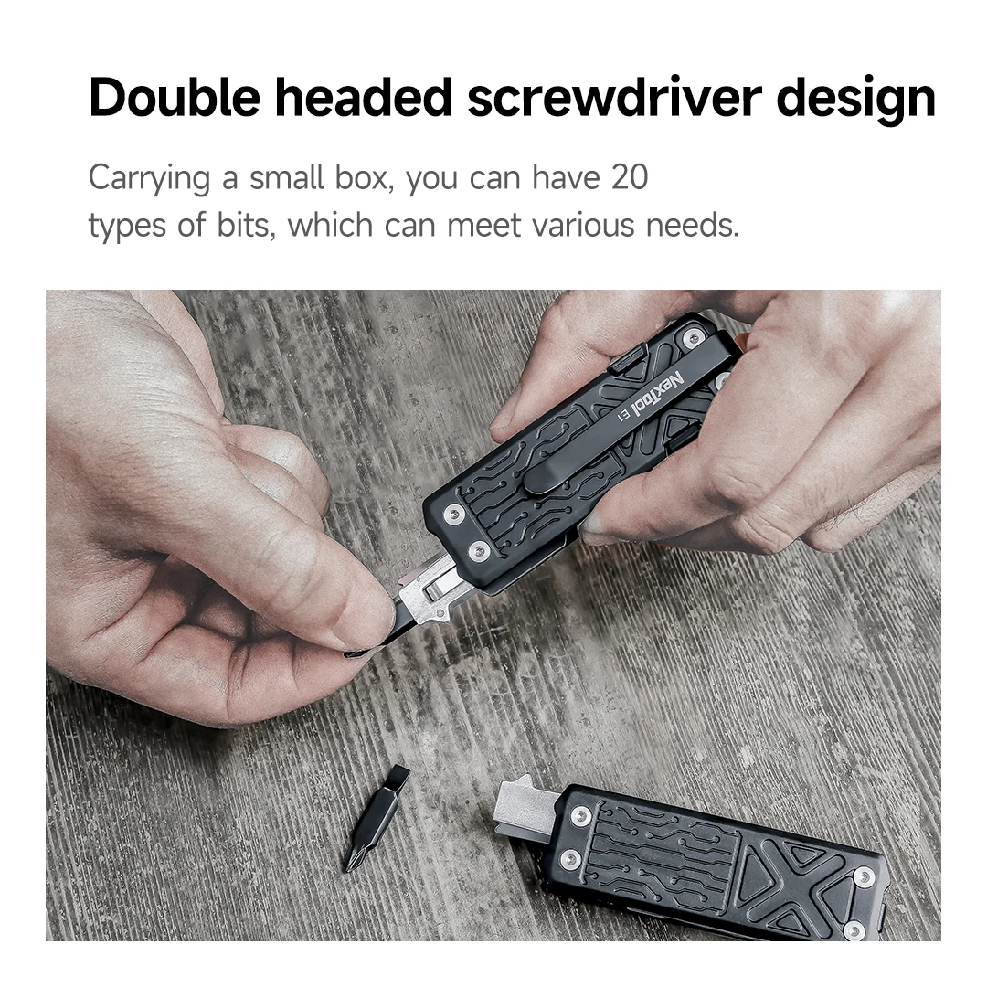 NexTool-Kit de accesorios de 20 tipos de puntas hexagonales, juego de destornilladores para herramientas de bolsillo NexTool E1, herramientas manuales de capitán insignia, multiherramienta