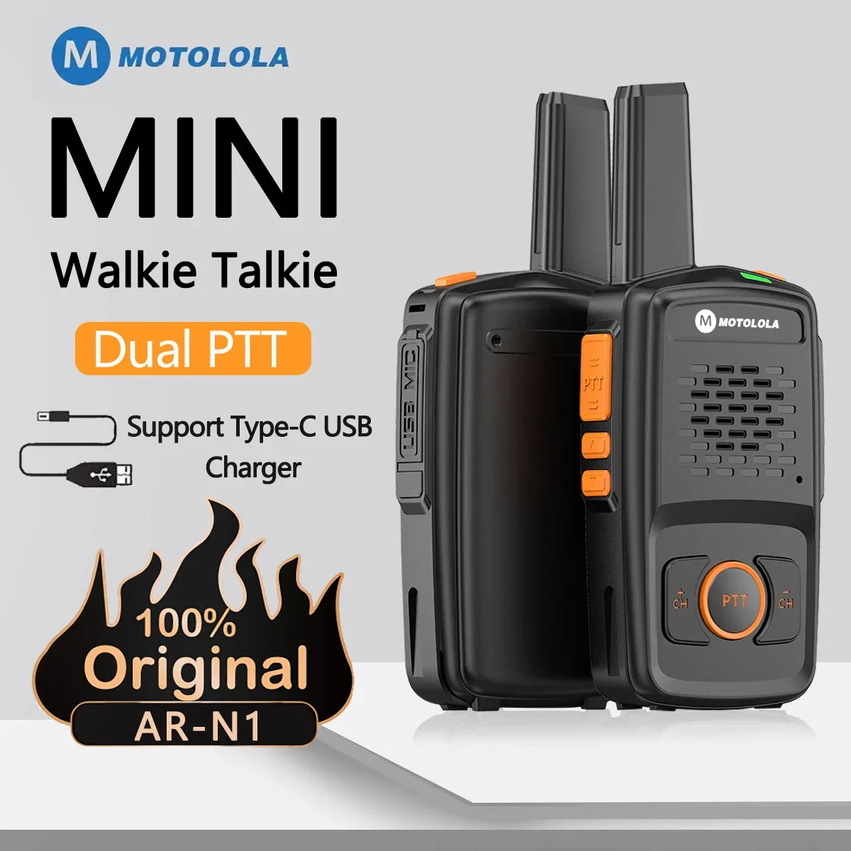 Motolola Mini Walkie Talkie 16 canales profesional MT-N1 UHF 400-470MHZ compatible con carga USB Match Baofeng Radio bidireccional