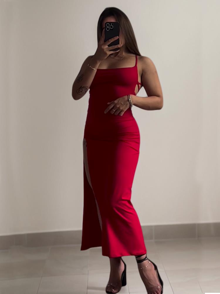 2024 nuevo vestido explosivo de verano de alta sensibilidad con correa halter Spice Girl bolso vestido a la cadera