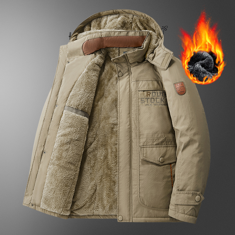 Katoenen kleding voor heren Winter Nieuwe afneembare hoed Ontwerp Outdoor Avontuur Opstaande kraag Jas Herenjas van middelbare leeftijd Ouderen