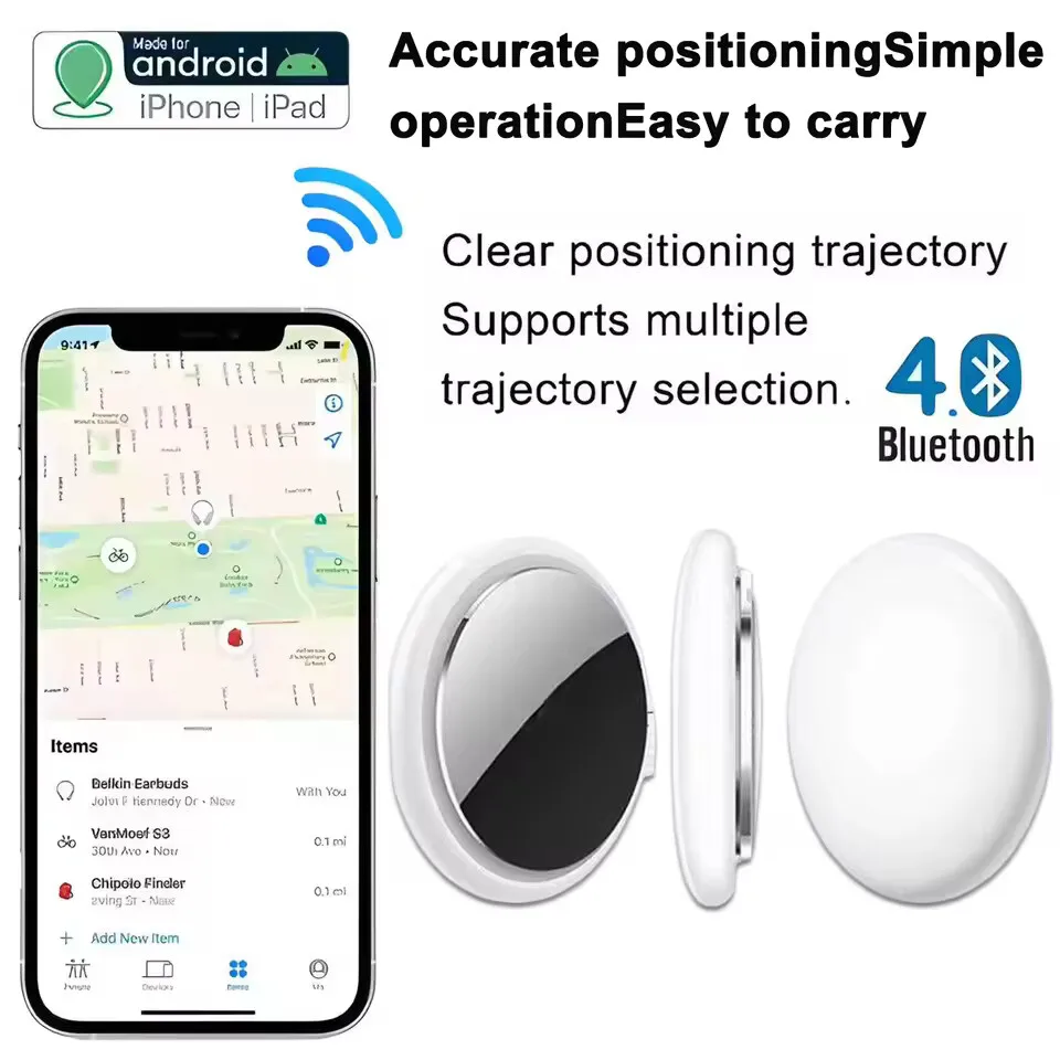 Rastreador inteligente Bluetooth GPS antipérdida sonido localización msg recordatorio alarma para llaves billeteras niños mascotas aplicación seguimiento en iOS y Android