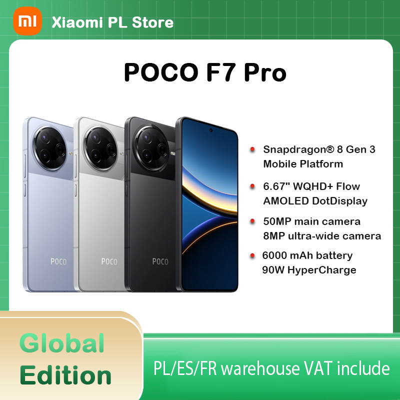 【Marca +】Versión global POCO F7 Pro 5G Snapdragon 8 Gen 3 Cámara principal de 50MP 6,67 "WQHD+ Flujo AMOLED DotDisplay 90W HyperCharge