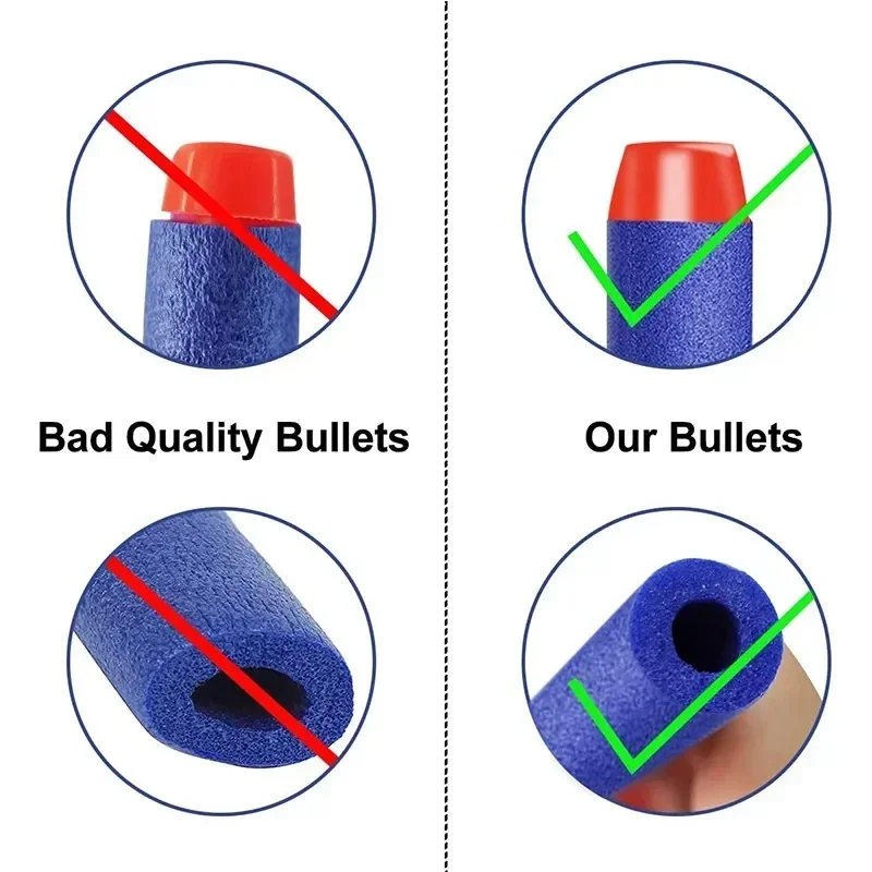 100pcs Blue Solid Round Head Bullets 7.2cm For Nerf Series Blasters Refill Darts Kids Toy Gun Ccessories