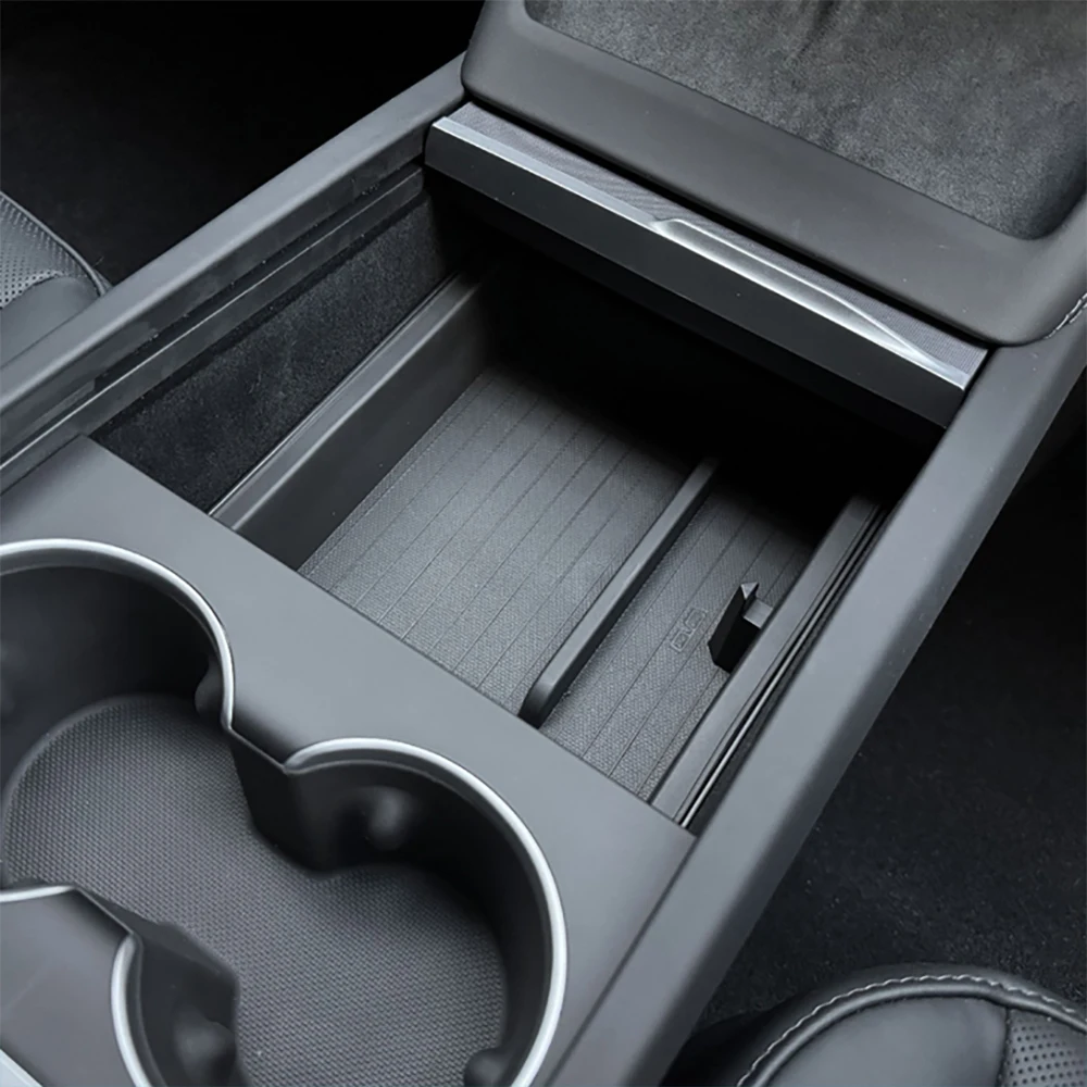 For Tesla Model 3+ Highland 2024 Center Console Eyeglasses Storage Case Armrest Storage Box Upper&Lower Flocking Accessories New