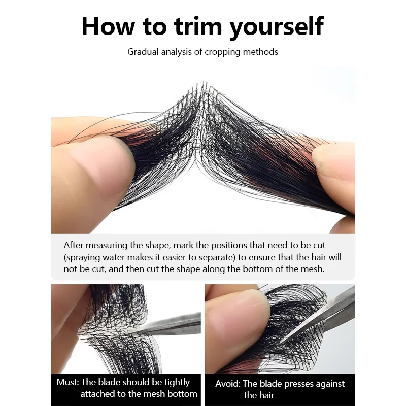 額パッチ 100% 人毛かつらもみあげかつら目に見えないシームレスな超薄皮 PU 男性の生え際もみあげパッチ