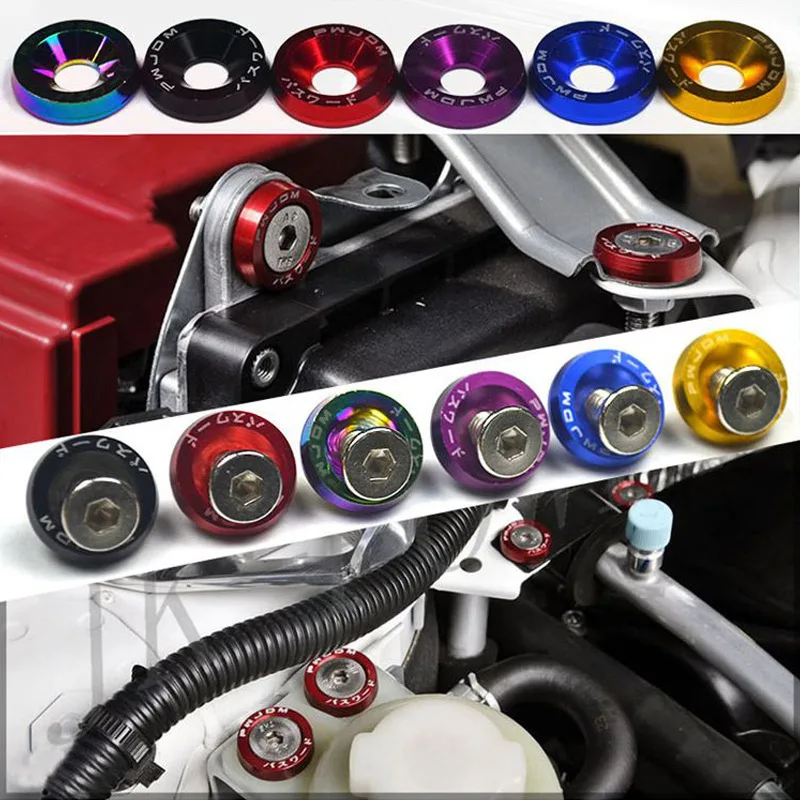 10 PCS M6 Zmodyfikowane elementy złączne samochodu Podkładka błotnika Zderzak silnika Śruby wklęsłe Podkładka błotnika Śruby tablicy rejestracyjnej Uszczelka stylizacji samochodu