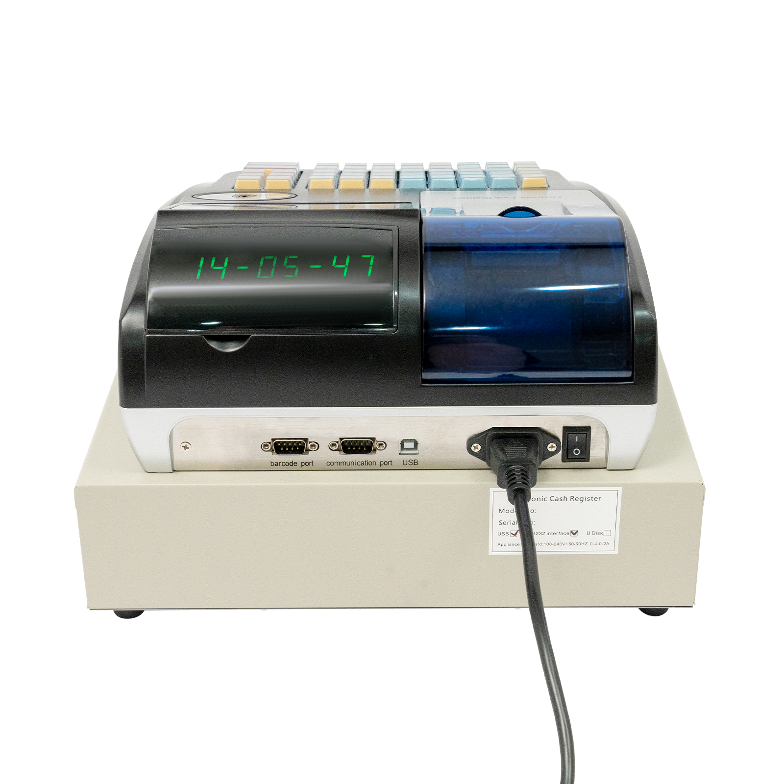 Caixa registradora eletrônica, caixa registradora com gaveta e display duplo, caixa registradora para pequenas empresas cabo USB plugue UE