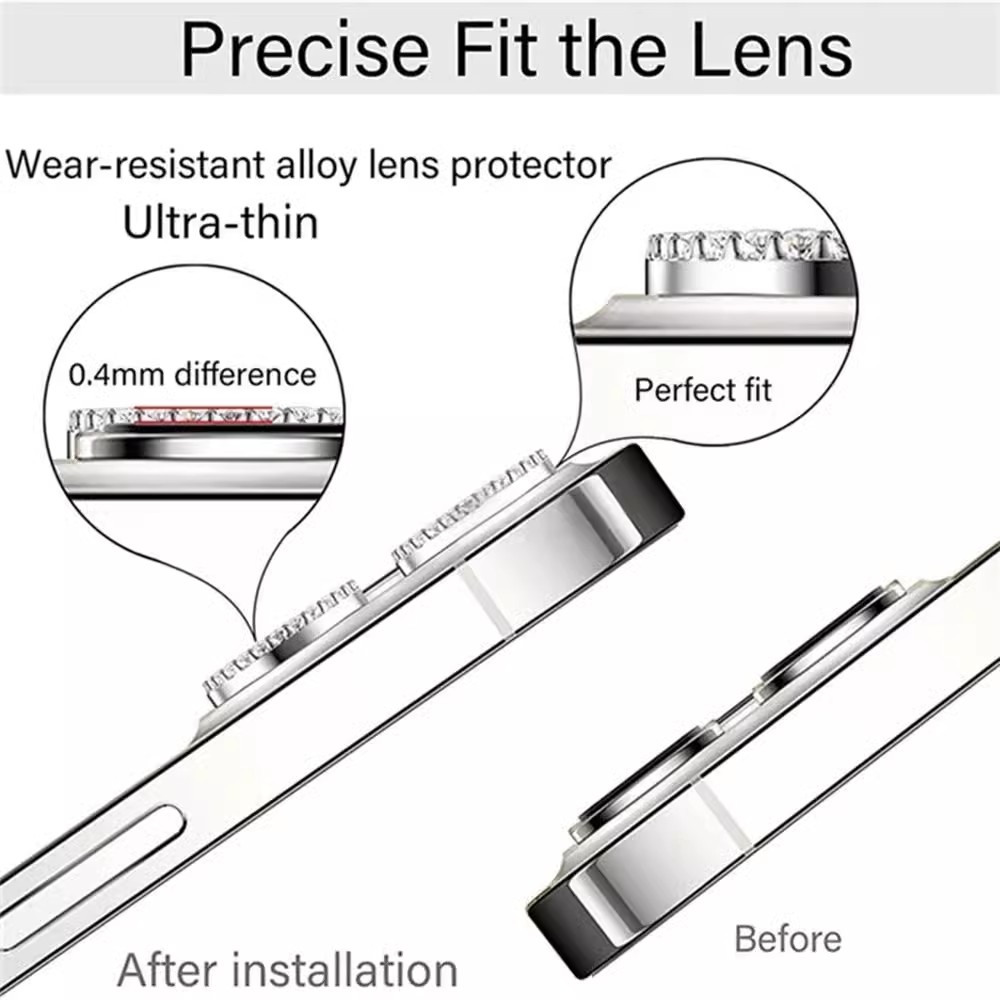 Bling Glitter Diamond Camera Lens Protector Case For iPhone 17 16 15 14 13 12 11 Pro Max Plus Sreen Protectors Film For iPhone17