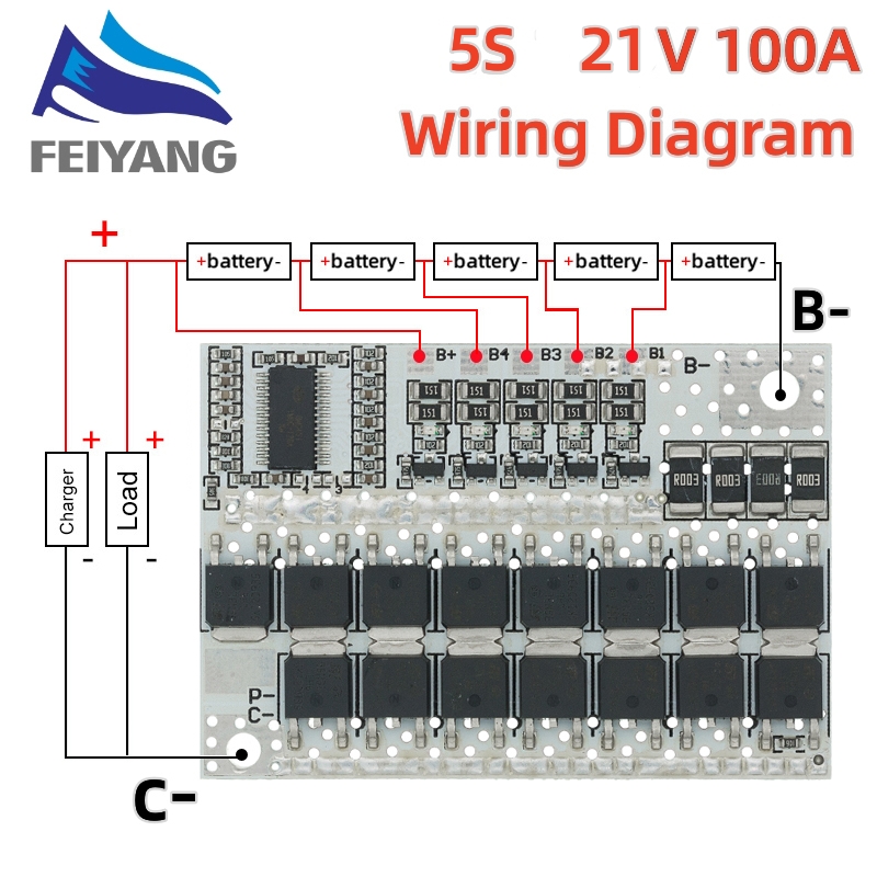 5S 4S 3S BMS 100A 21V 18V 16.8V 12V 18650 Li-ion LMO Ternary Lithium Battery Protection Circuit Board Balance Charging
