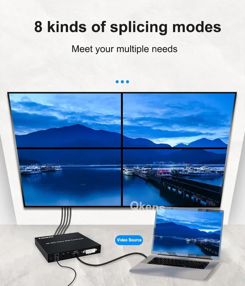 Настенный видеоконтроллер HDMI, 2x2, DVI, видеостена 4, устройство для сращивания телевизора 1080P, 1x2, 1x4, 1x3, 2x1, 3x1, 4x1, процессор для сращивания экрана с несколькими мониторами