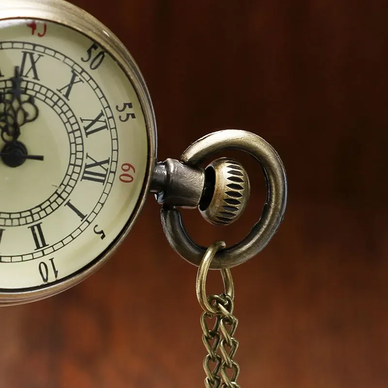 Бронзовые римские карманные часы, антикварные цифры, цепочка ожерелье, кулон, кварцевый