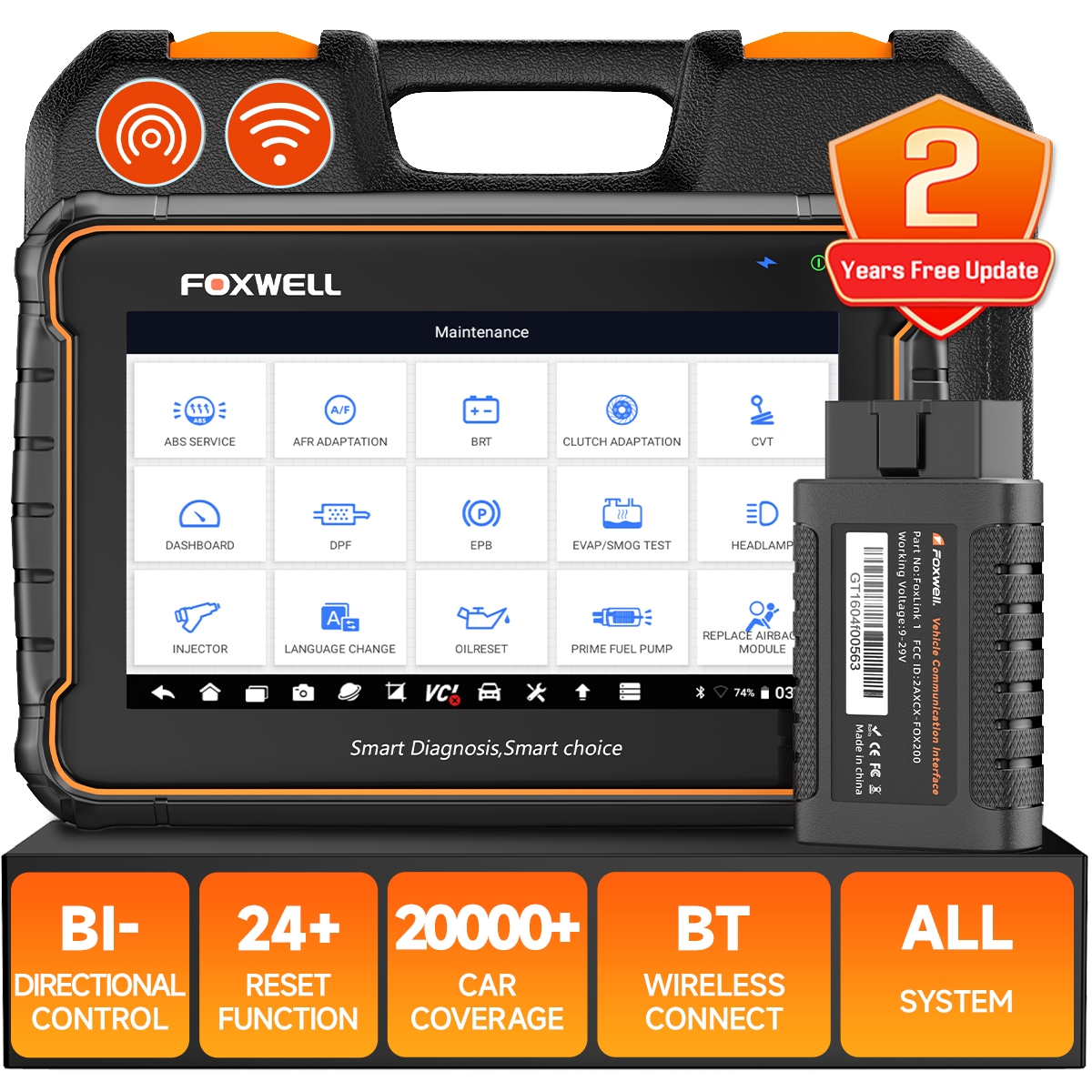 Scanner automobile professionnel OBD2 24 + réinitialiser ABS SAS TPMS réinitialiser ODB 2 Scanner OBD2 outil de Diagnostic tous les systèmes Foxwell GT60