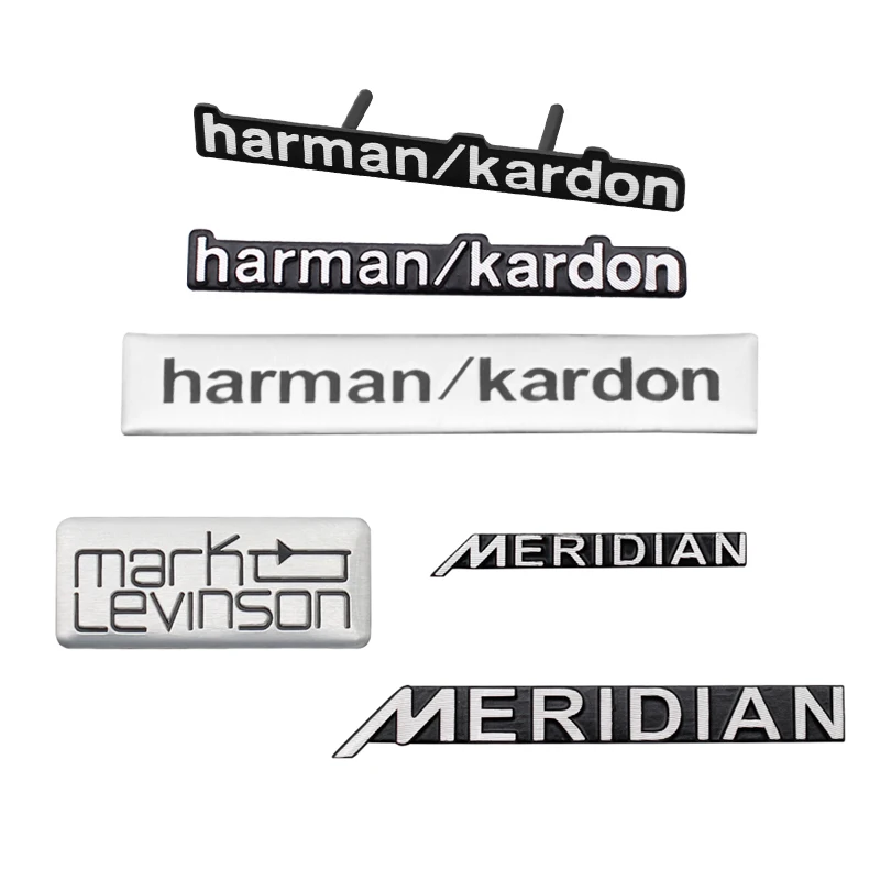 Pegatinas de Metal de aluminio de alta calidad, logotipo de Harman, MERIDIAN, Marko Levinson, insignia de Audio de altavoz Hi-Fi, pegatina de emblema ESTÉREO