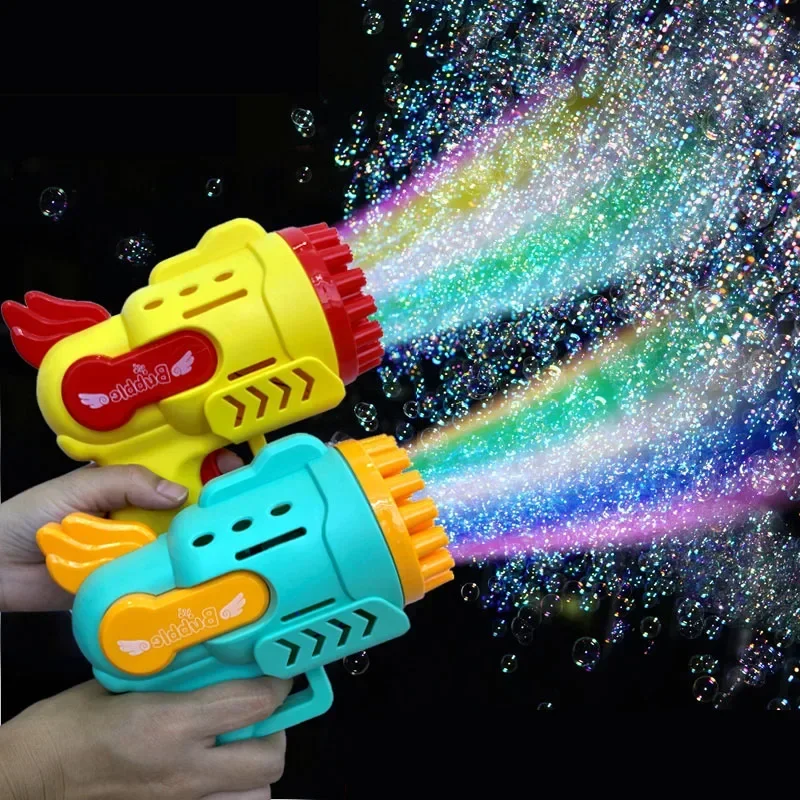Automatic Bubble Blaster Machine - 360° Rotating LED Bubble Gun for Outdoor Party Fun