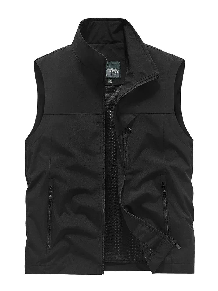 Colete de verão masculino colete de trabalho tamanho grande golfe sem mangas jaqueta tático blusão caça acampamento pesca casaco à prova dwaterproof água parka