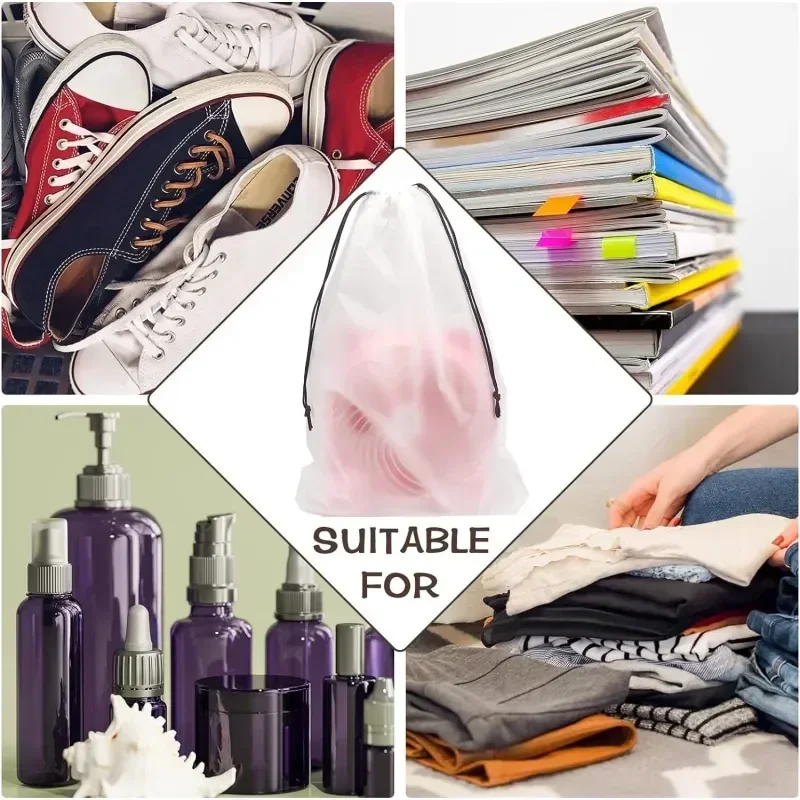 10/12 pçs portátil armazenamento de sapato viagem cordão à prova dwaterproof água transparente fosco maquiagem roupas roupa interior organizador bolsa sacos