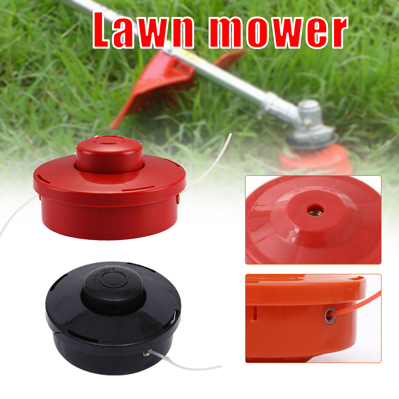 Universal Benzin Trimmer Kopf Bump Feed Linie Spool Cutter Rot/Schwarz Kunststoff Trimmer Kopf Ersatz Rasenmäher Teile