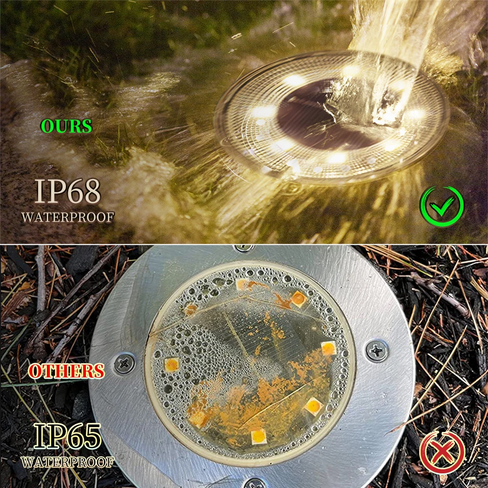 Ip68 à prova dip68 água led ao ar livre energia solar luz à terra controle de iluminação caminho deck luzes quintal garagem gramado jardim decoração lâmpada