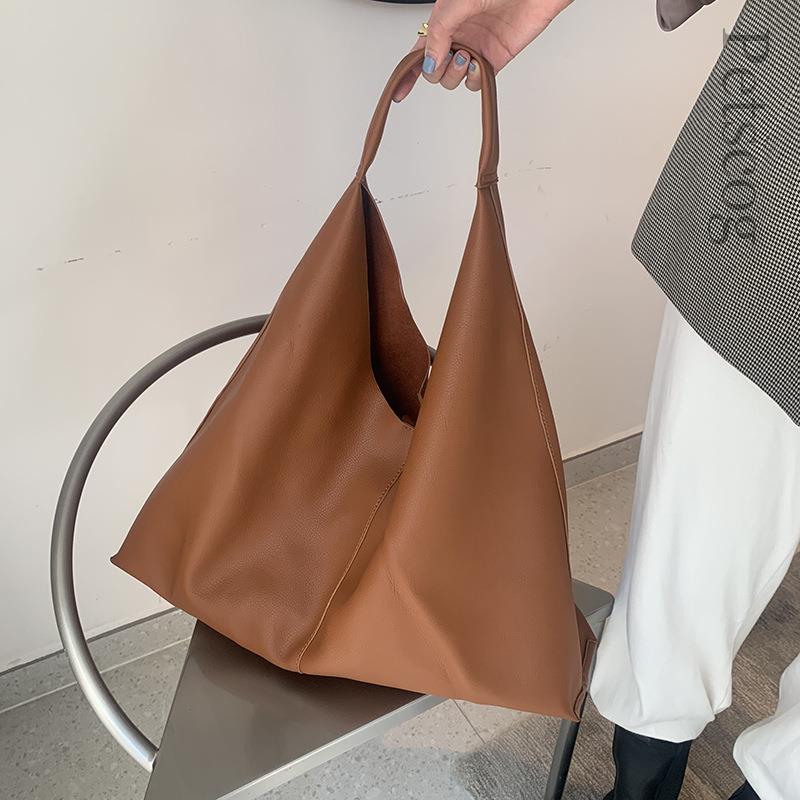 Bolsos de mano de cuero suave a la moda de lujo para mujer, bolsos de mano marrones de gran capacidad, bolso de compras, bolso de hombro informal para mujer