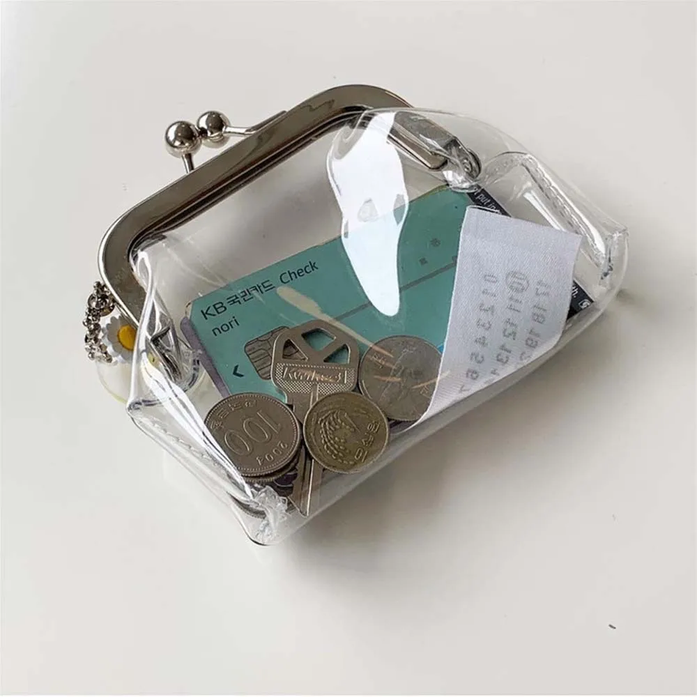 Monedero transparente con Clip para tarjeta de identificación, monedero con lápiz labial, de hierro, portátil, para autobús, multifuncional, 2024