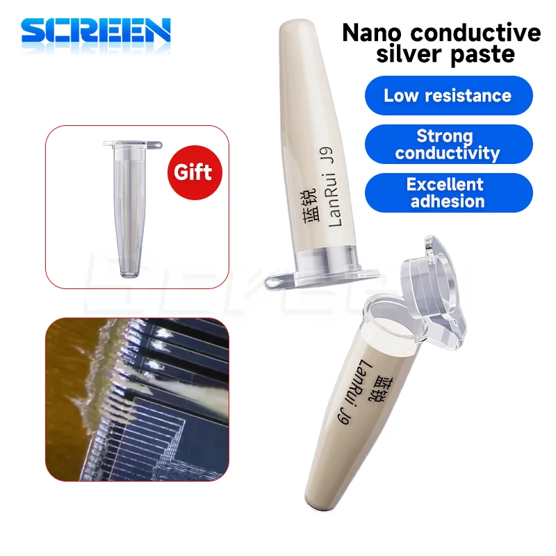 Lanrui j9 pasta de prata nano-condutora, baixa resistência para iphone, android, cabo de linha, tela verde/ferramenta de reparo de tela amarela