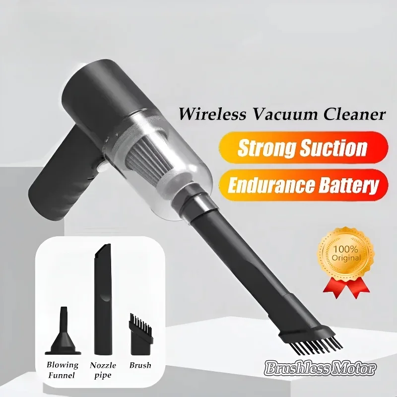 Aspirador de coche inalámbrico de 9000Pa, dispositivo de limpieza portátil con carga USB de 1200mAh, Mini aspirador húmedo y seco para el hogar