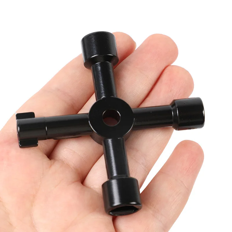 4 In 1 Multifunction Electrician Plumber Utility Cross Switch Wrench Square Triangle Wrench Tool for Elevator Gas Train Radiator