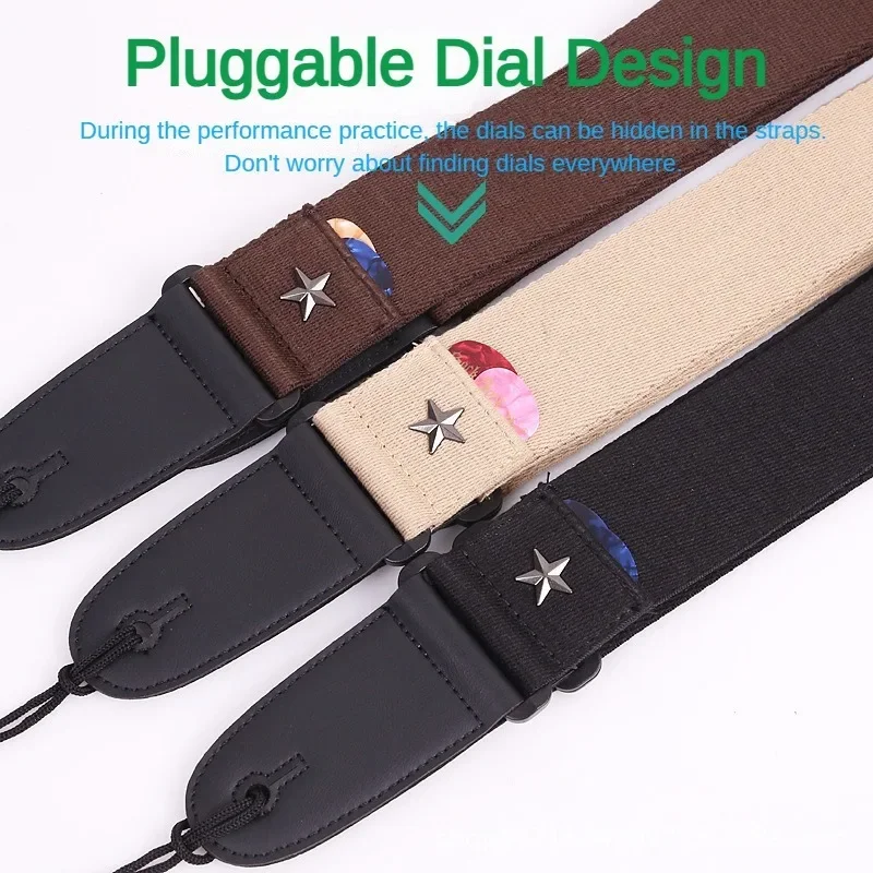 Elektrische Gitaarband Akoestische Folk Guitarra Riemriemen Gitaarriemen Pick Pocket Gitaaraccessoires, dikker de mesh-peddels