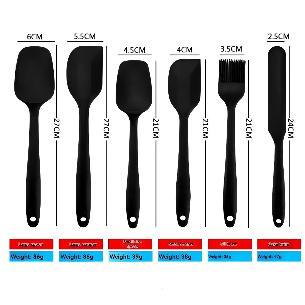 Ensemble de spatules en silicone pour barbecue, 6 pièces, accessoires de cuisine, pour crème, gâteau, F2