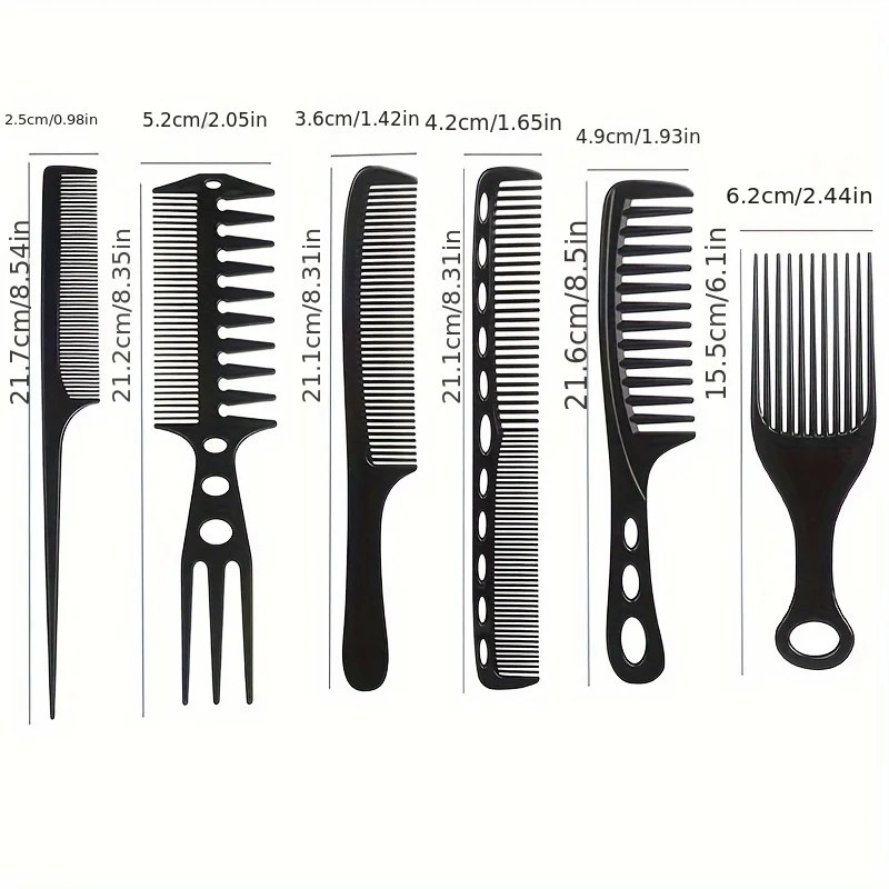 6 pçs novo estilo cabeleireiro das mulheres dos homens salão de beleza cabelo cabeleireiro escova preta pentes escova de cabelo