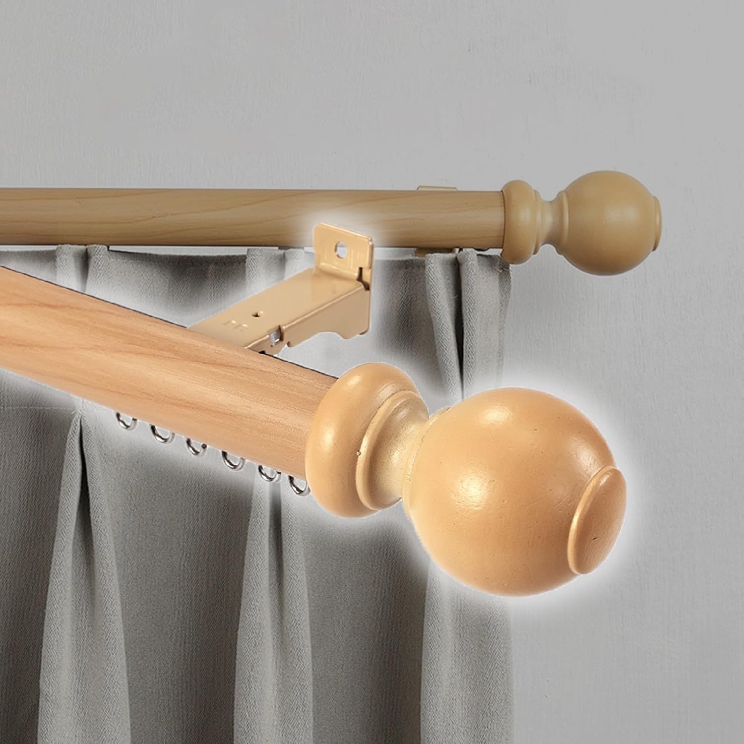 en pared de aleación de aluminio de grano de madera para dormitorio, divisor de habitación, soporte de barra de cortina (beige,