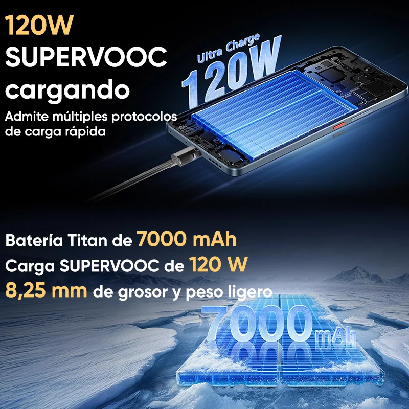 Wereldwijde versie realme GT 7 5G AI Smartphone MTK Dimensity 9400e 6000nits Pro-Esports Display 7000 mAh Batterij 120W Ultra Charge