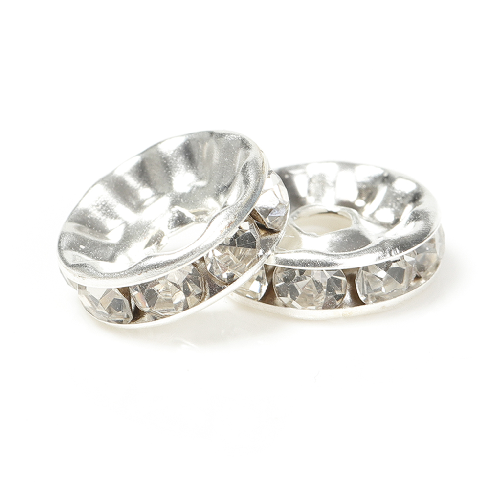 100 pçs cor prata cristal strass espaçador contas soltas pulseira contas para pulseira colar jóias fazendo componentes diy