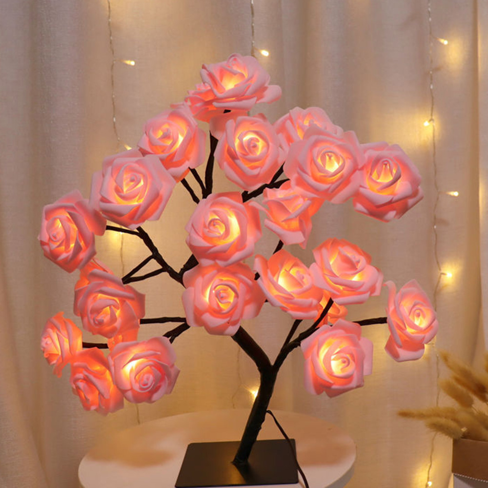 LED Tischlampe Rose Blume Baum USB Nachtlichter LED Tischleuchten Dekoration Outdoor Partys Hochzeiten Geschenk Schlafzimmer Dekor