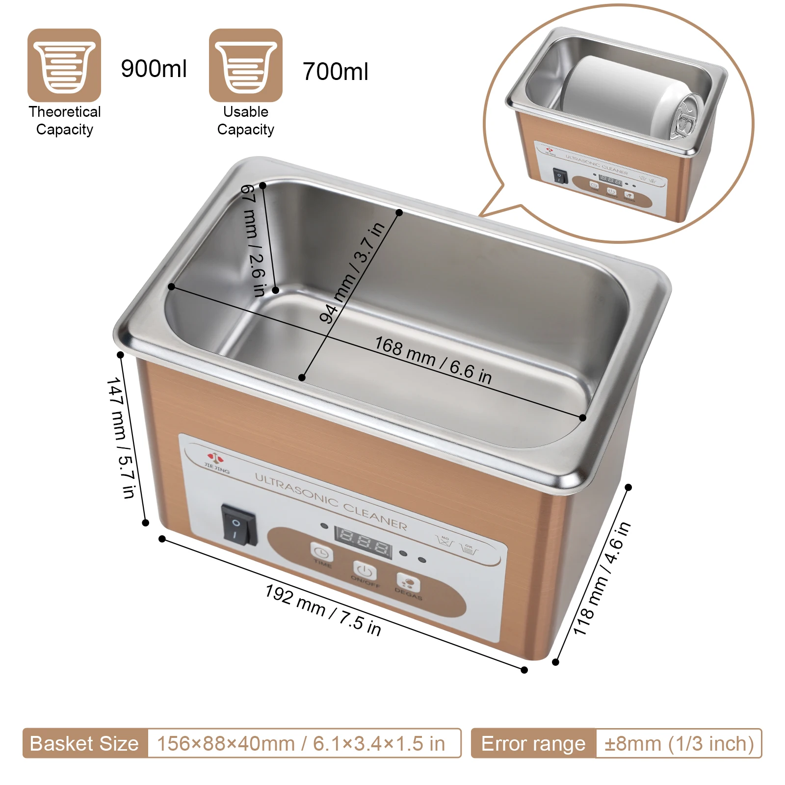 60W limpiador ultrasónico, 900mL tina ultrasonico, 40kHz ultrasonidos limpiador,  lavadora ultrasonica para piezas pequeñas, limpiador de joyas, limpiador de gafas, reloj