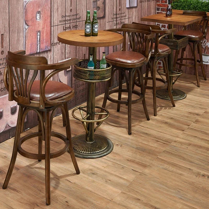 Sillas de Bar de madera maciza Retro americana, taburetes altos para el hogar, restaurante creativo, sillones giratorios simples transparentes, muebles de Bar
