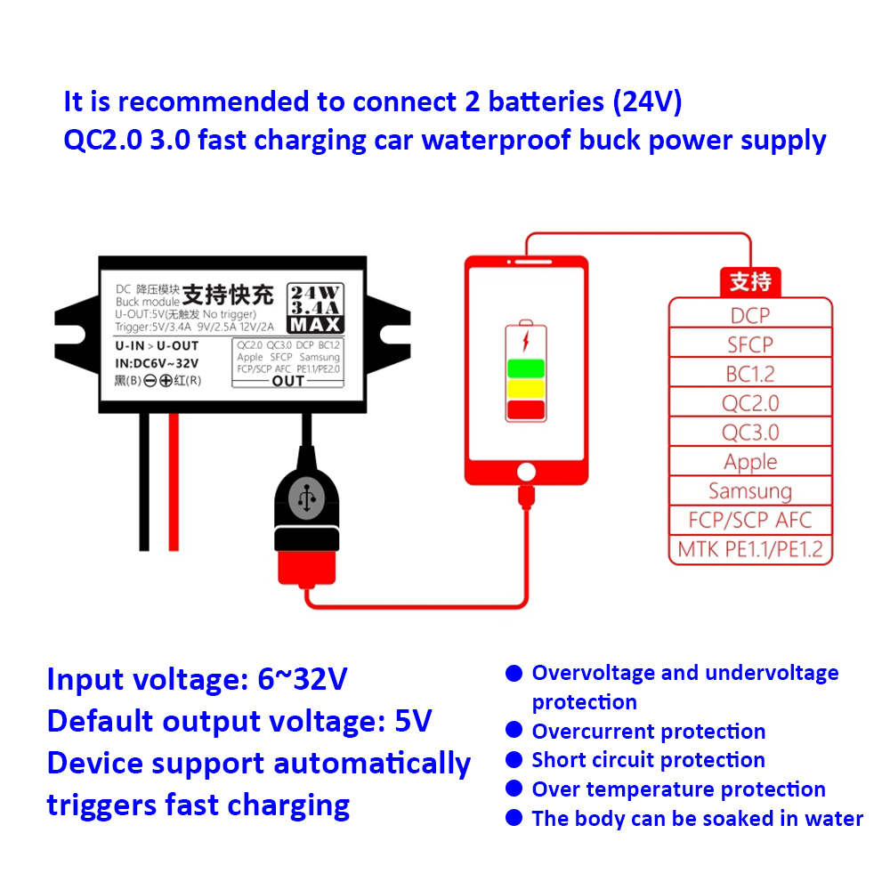 12V to 5V 2A 3A 10W 15W 24W DC-DC Step Down Buck Converter โมดูล Mini USB Micro USB ชายหญิงอะแดปเตอร์ Type-C