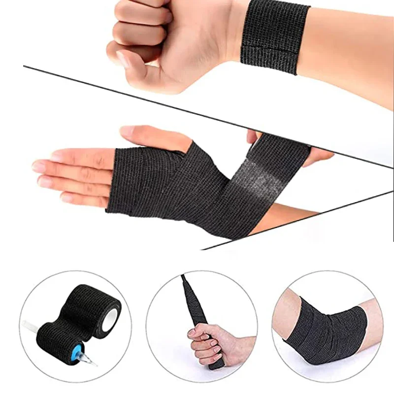 5/10/15/20/48 Zwart Tattoo Cover Wraps Tapes Geweven Waterdichte Zelfklevende grip Bandage Vinger Bescherming Tattoo Accessoires