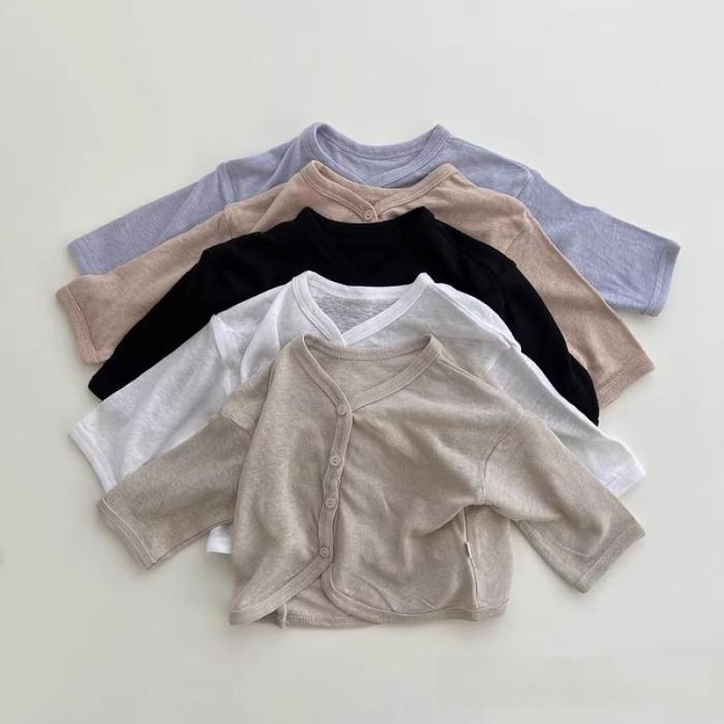 2025 Summer New Baby Long Sleeve Coat Solid Versatile Infant Boy Cotton Mosquito Prevention Cardigan Toddler Girl Soft Jacket