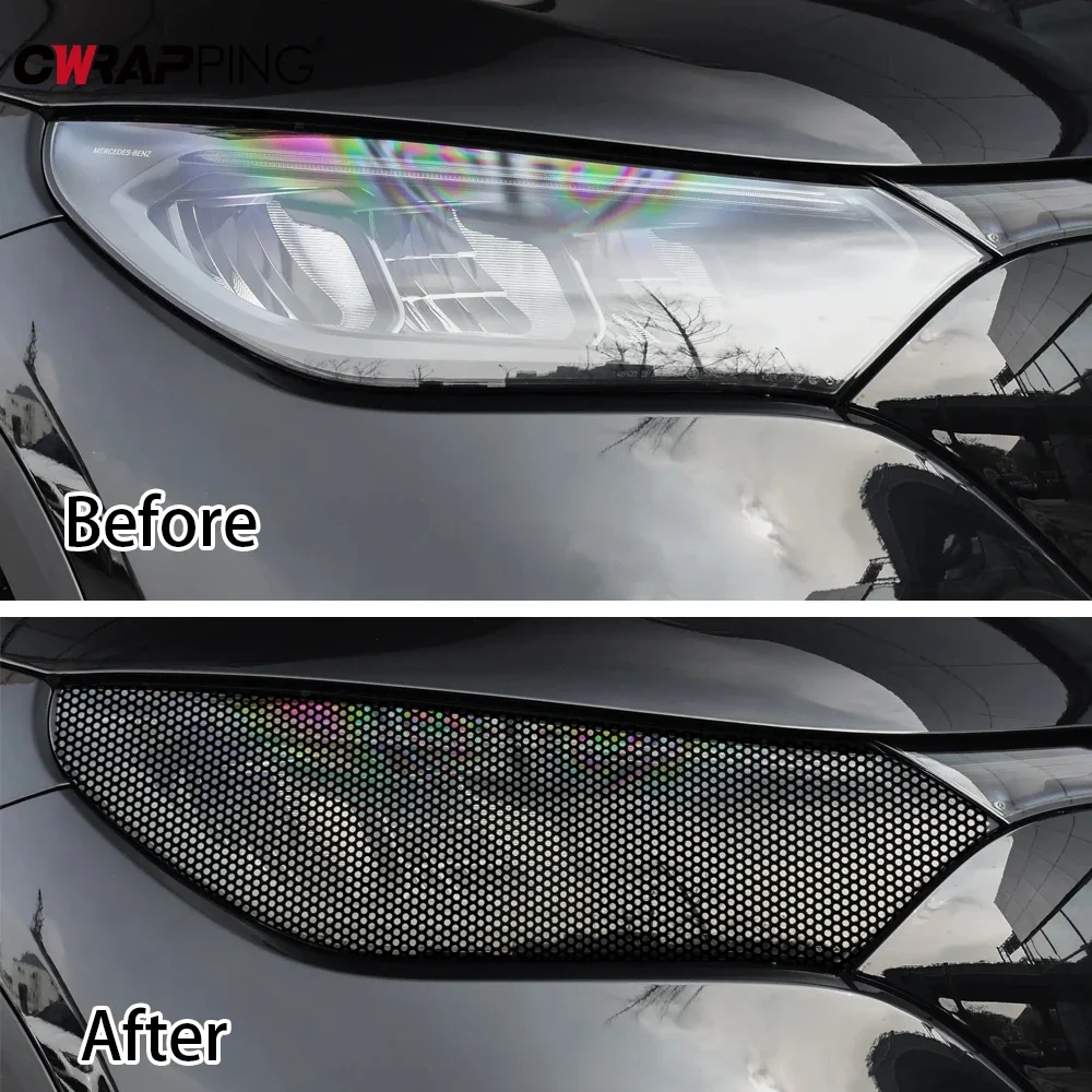 ไฟหน้ารถสติกเกอร์ Perforated ไวนิลกันน้ํา Anti-Scratch สติกเกอร์กาว DIY ป้องกันฟิล์มอุปกรณ์เสริมอัตโนมัติ