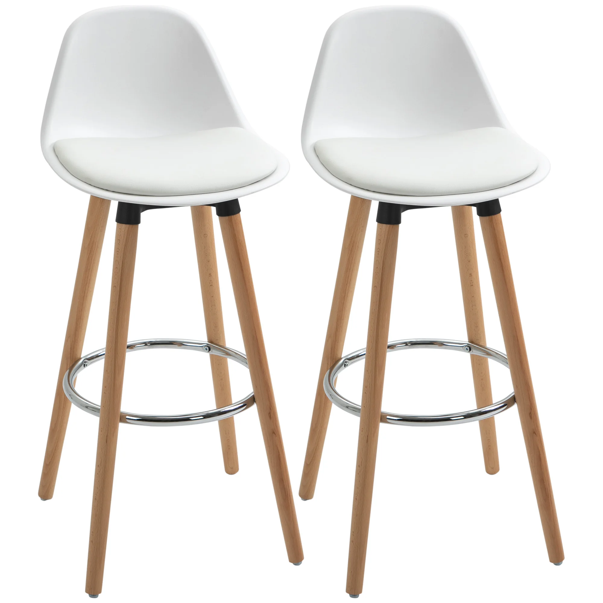 HOMCOM set di 2 sgabelli da bar imbottiti in PU con seduta 70 cm 40x42x91 cm