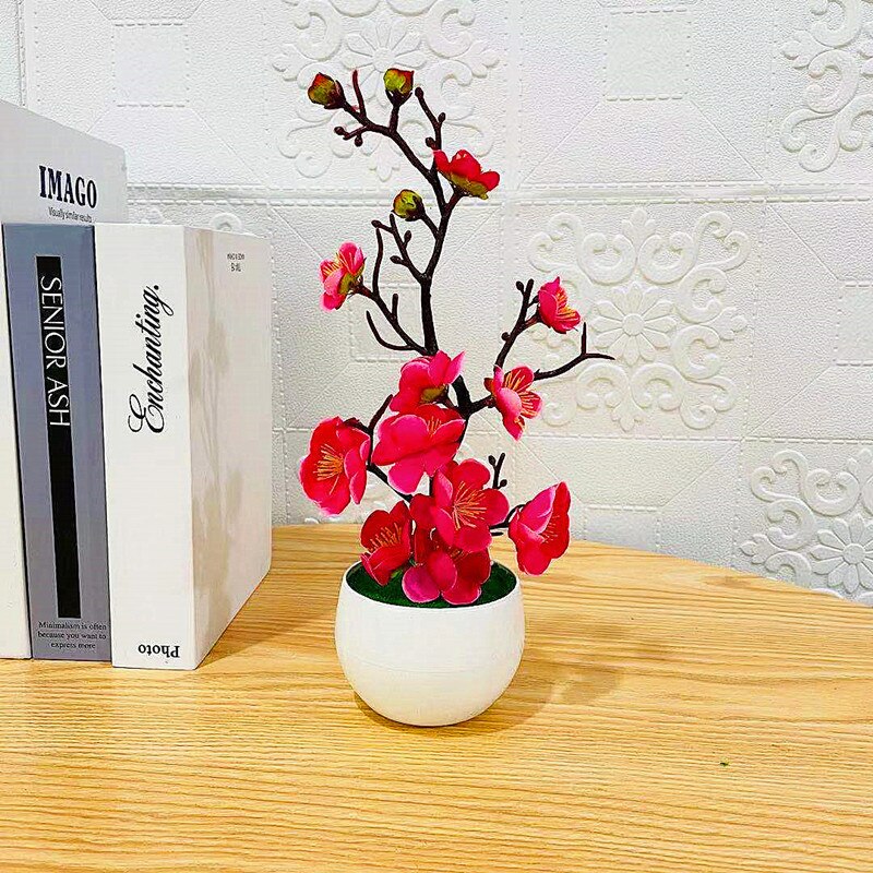 Artificial Plants Bonsai Small Tree Simulation Pot Plants Fake Flowers Table Potted Ornaments Home Decoration Hotel Garden Decor