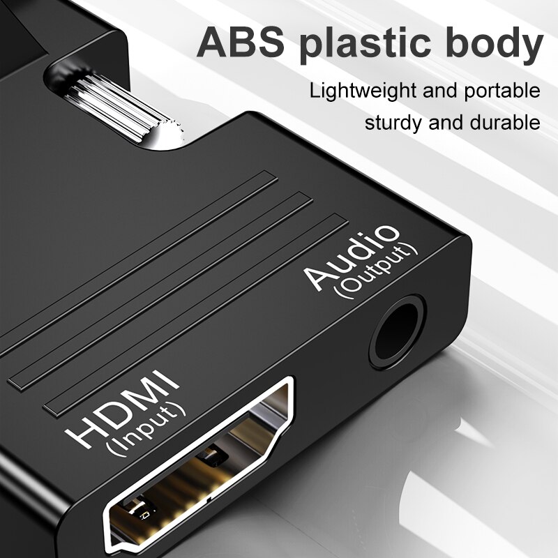 Aktywny konwerter męski 1080P z HDMI na VGA Adapter Dongle z 3,5mm przenośnym złączem audio HDMI do laptopa PC PS3