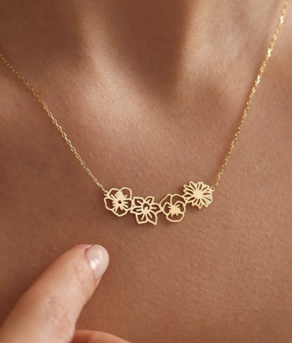 สร้อยคอโชกเกอร์ดอกไม้เกิด kalung Baja Tahan karat