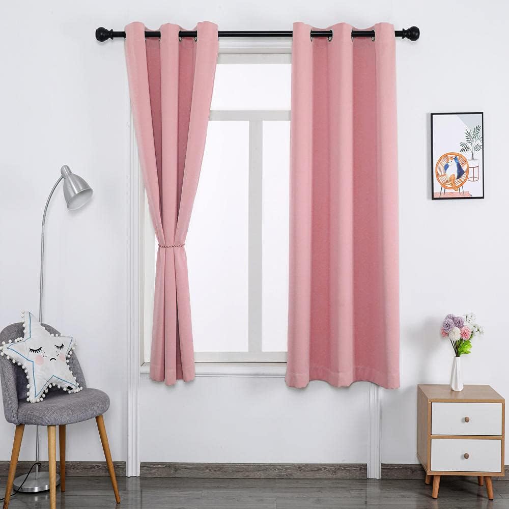 Cortinas Salón - Cortinas Aislantes Termicas Opacas para Ventanas Rosa Claro Ancho 350x Alto 200cm | 2 paneles