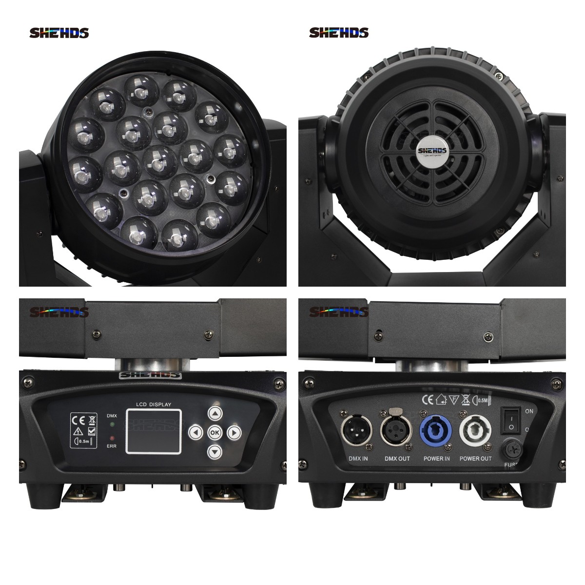 SHEHDS 2 Chùm Tia + Rửa 19X15W RGBW Zoom Di Chuyển Đầu Chiếu Sáng Cho Disco KTV Đảng Tự Do giao Hàng Nhanh Chóng