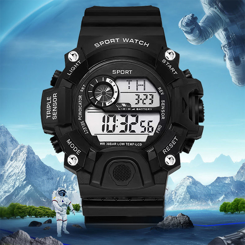 Men's Watch Digital Sports LED Backlight Electronic Watch Multi-function Alarm Date Chronograph Men's Outdoor Sports Clock The m