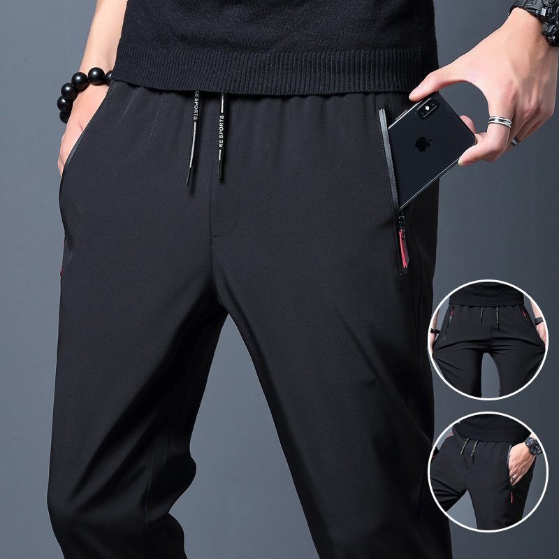 Men's Casual Pants Business Stretch Slim Fit Elastic Waist Jogger Korean Classic Blue Black Gray Male Brand Trousers